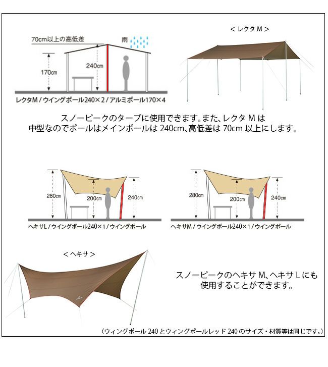 おむつ スノーピーク ウィングポール アルミ 280cm ×2 | www.permidrive.fr