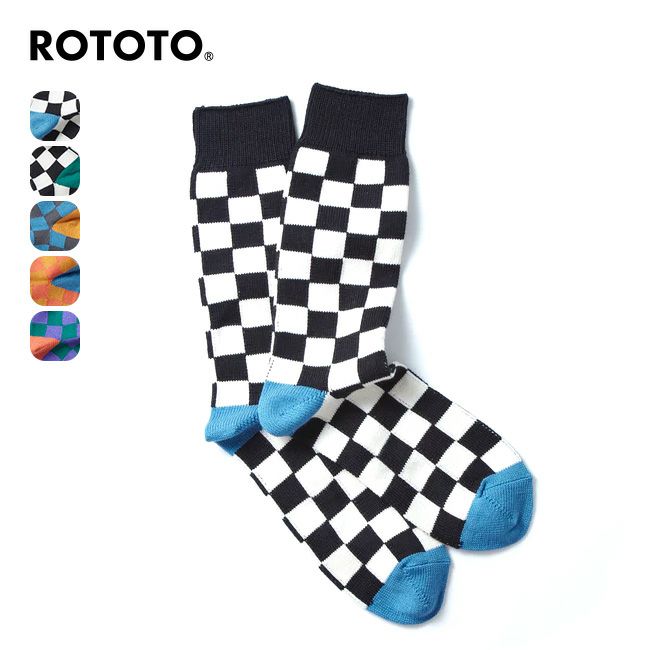 ROTOTO ロトト チェッカーボードクルーソックス