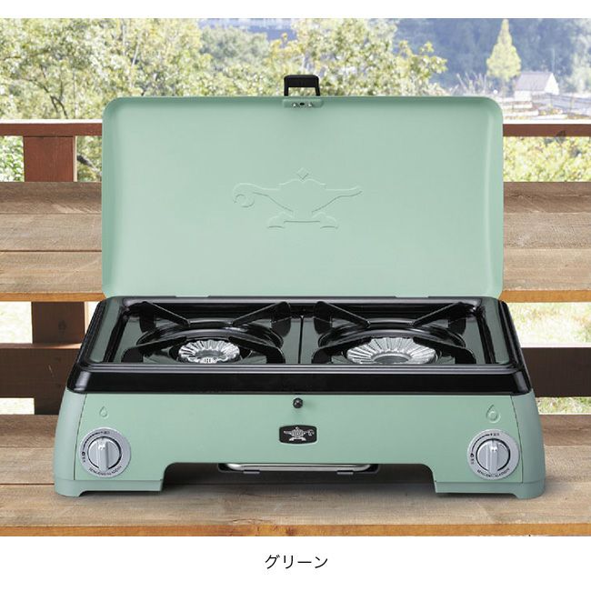 アラジン　ツーバーナーコンロ 緑色 特典あり】Sengoku Aladdin センゴクアラジン kama-doツーバーナー