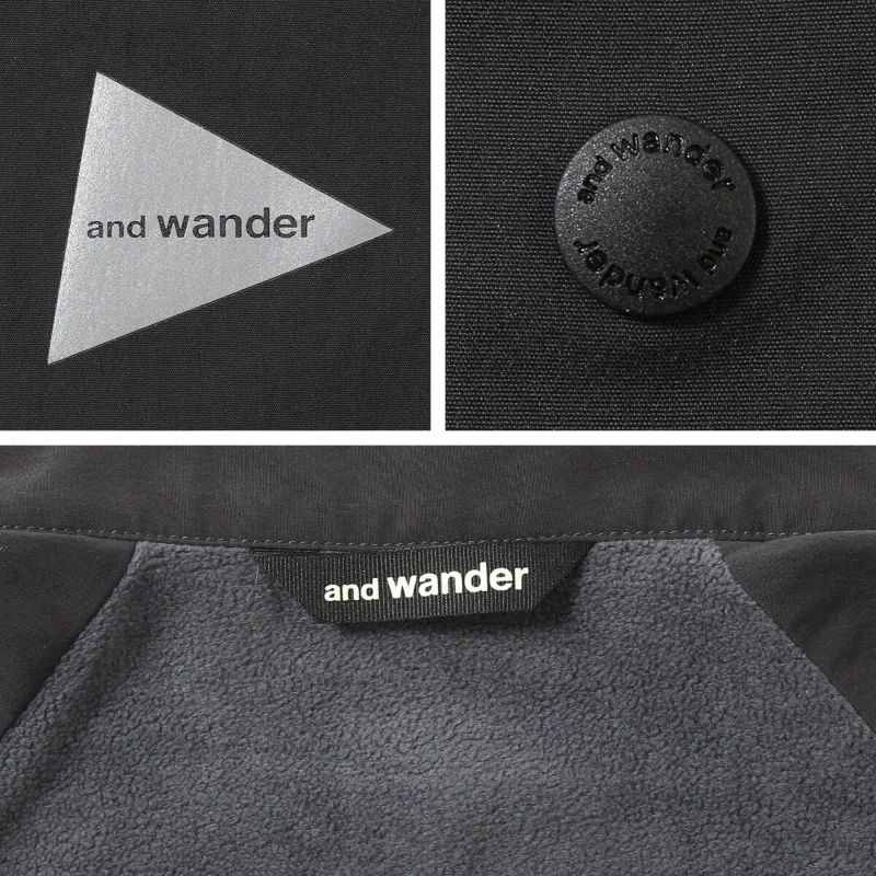 and wander バンドカラーシャツ 長袖 2022 and wander アンドワンダー フリースベースバンドカラーシャツ