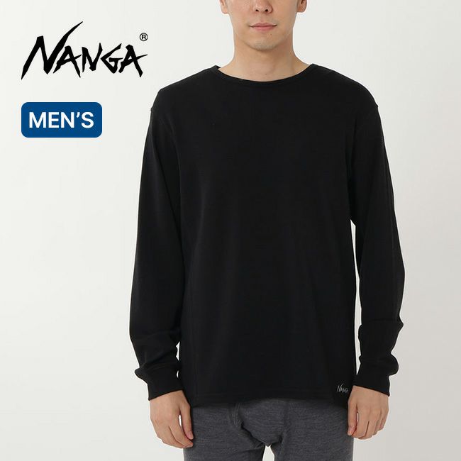 ナンガ メリノウールベースレイヤーロングスリーブトップ (メンズ) M ブラック #N1MPBKF5 Merino Wool BASE Layer L/S