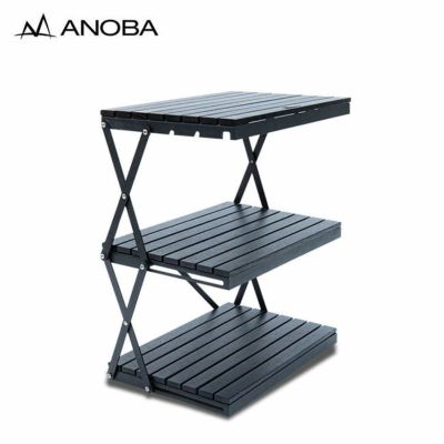 ANOBA アノバ ブラックエディション ウッドラック 3段｜Outdoor Style サンデーマウンテン