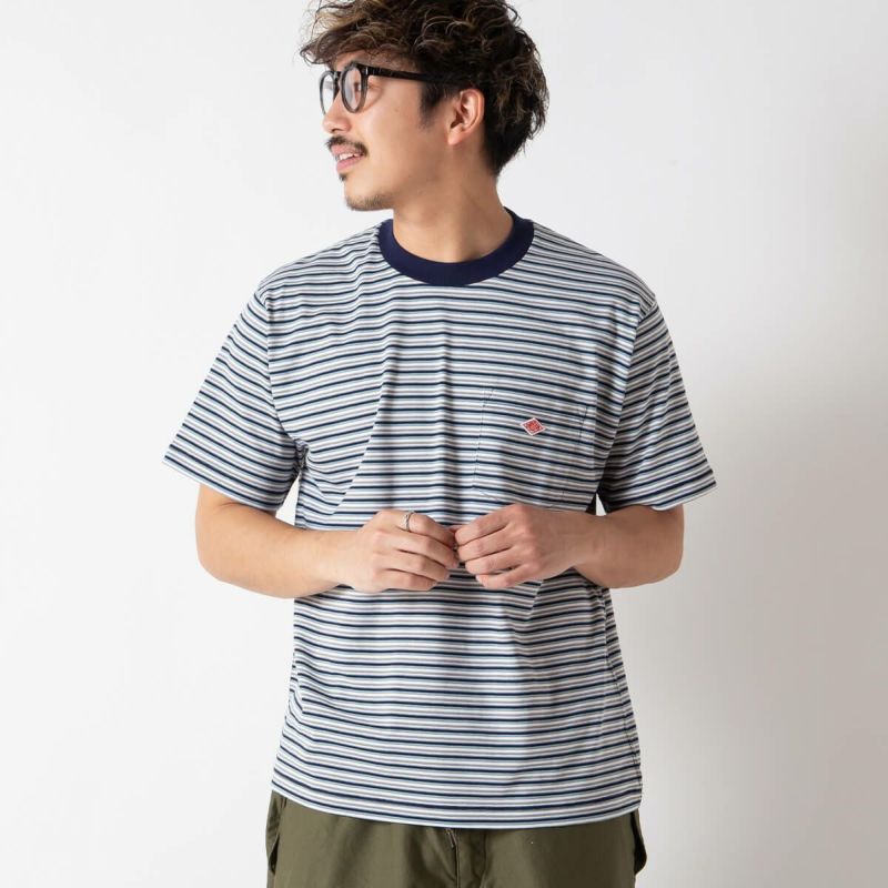 DANTON（ダントン）ロゴポケット付ボーダーTシャツ DANTON ダントン ポケットTシャツ[ボーダー] メンズ｜SUNDAY