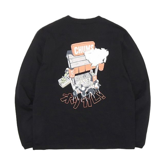 CHUMS チャムス チャムスヤタイデオツカレ！ブラッシュドL/S Tシャツ