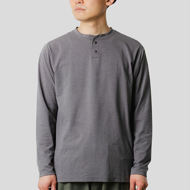 narifuri ナリフリ NFCアクティブメッシュヘンリーネック長袖Tシャツ メンズ