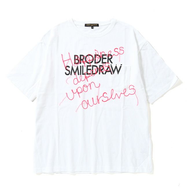 BRODER SMILEDRAW ブロダースマイルドロウ ロゴx刺繍Tシャツ