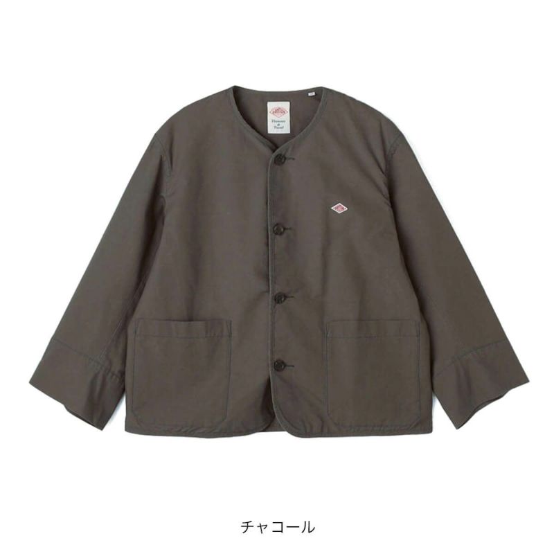 【美品】DANTON カラーレスショートジャケット LT.OLIVE　38 ◇[DT-A0293HCD]DANTON(ダントン)カラーレスショートジャケット