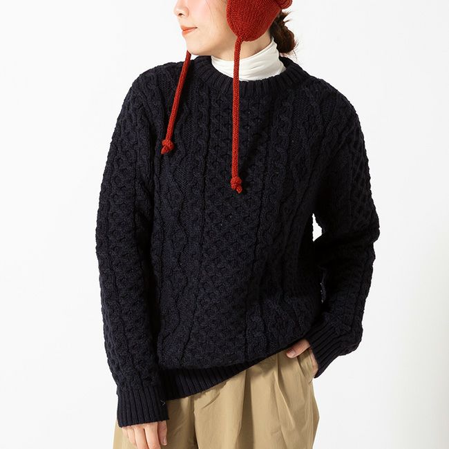 Kerry Woollen Mills ケリーウーレンミルズ アランケーブルクルーネックセーター