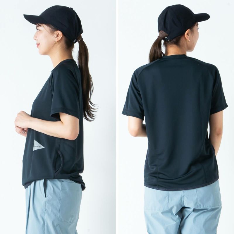 and wander アンドワンダー ドライジャージーラグラン　ブルー　登山 and wander アンドワンダー ドライジャージーラグランSS T
