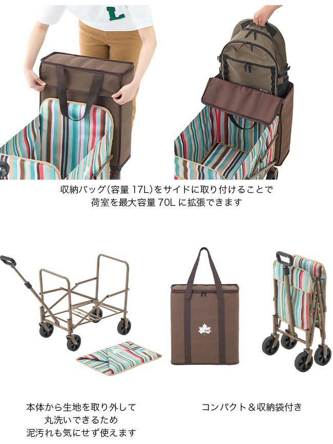LOGOS ロゴス 丸洗いバッグインキャリーカート(ブルーストライプ