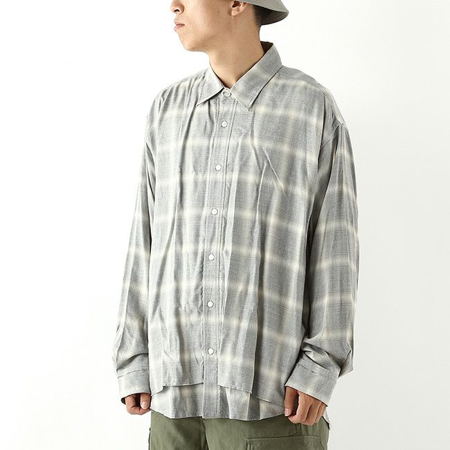 meanswhile ミーンズワイル オンブレサイドスリットL/S SH