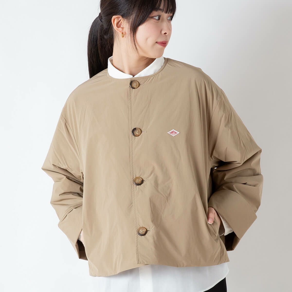 カラーレスジャケット (DANTON) DANTON ダントン カラーレスジャケット ポリエステル/ナイロンタフタ