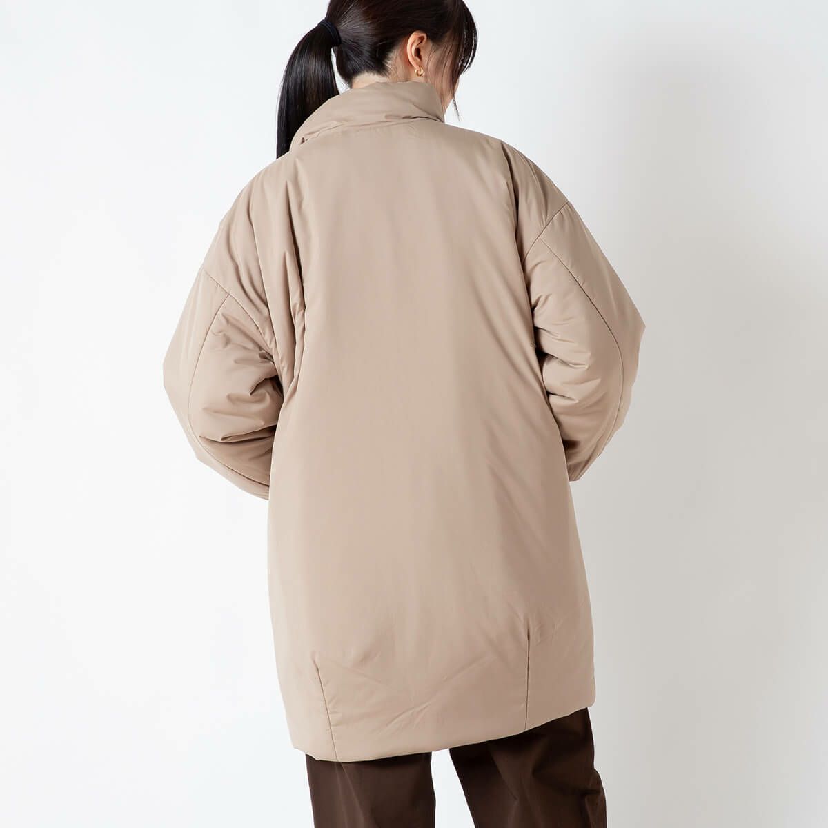 ORCIVAL オーシバル スタンドカラーロングブルゾン ブラッシュドタフタ