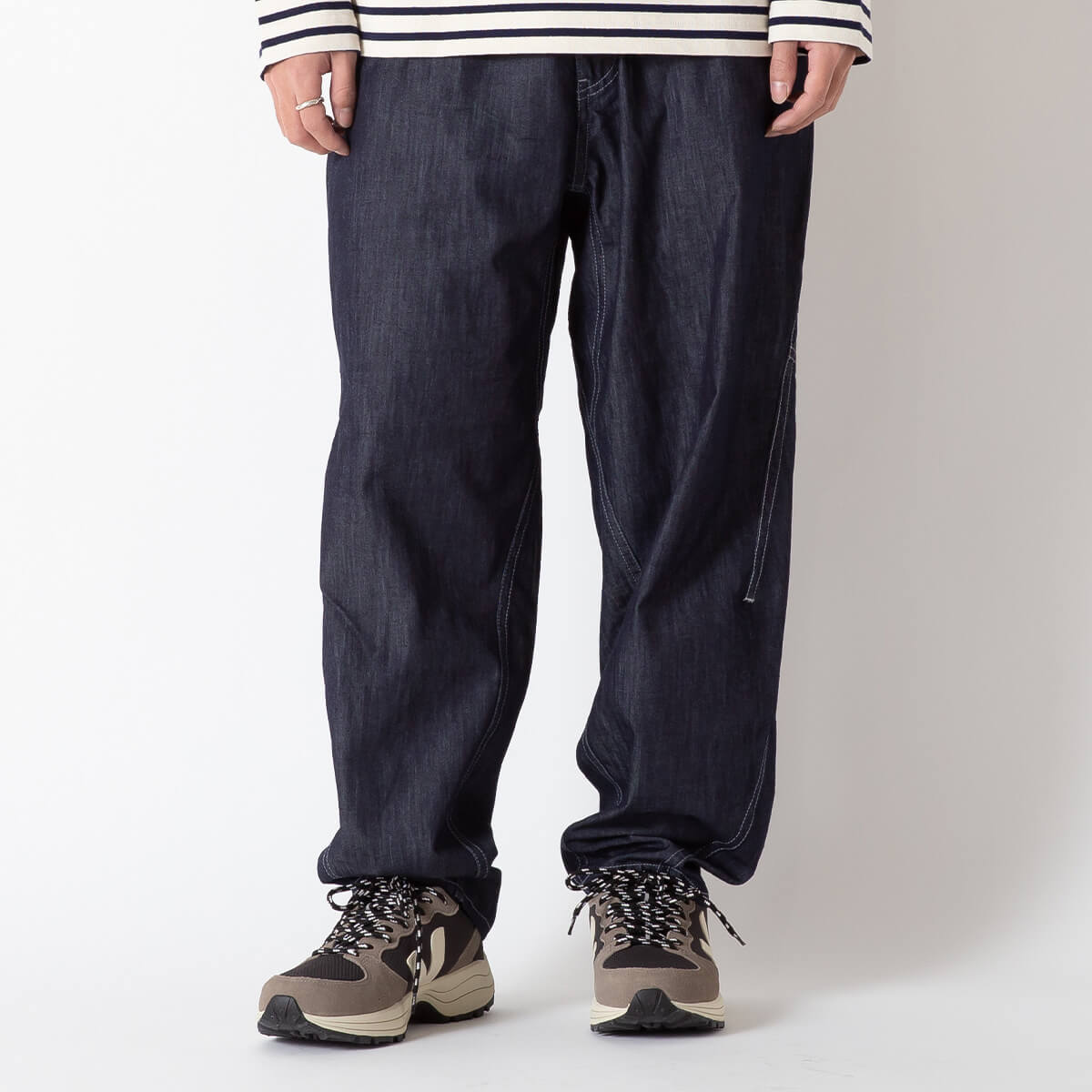 and wander アンドワンダー ドライイージーデニムワイドパンツ